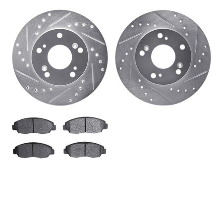 DYNAMIC FRICTION CO 7502-59033, Rotors-Drilled and Slotted-Silver with 5000 Advanced Brake Pads, Zinc Coated 7502-59033